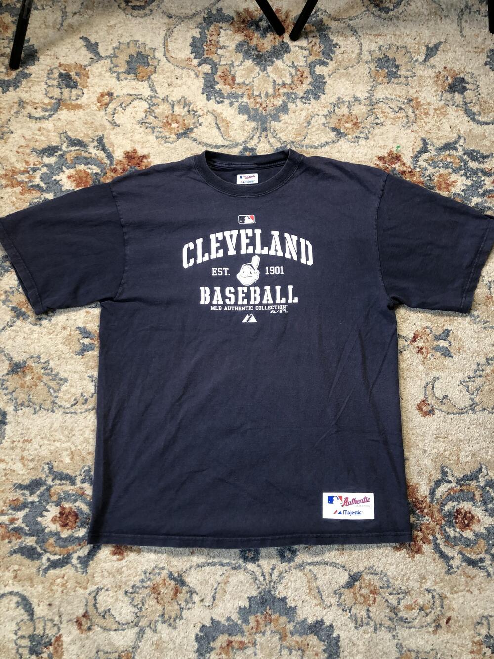 Cleveland Indians Shirt Mens Large MLB Baseball Chief Wahoo Tee Majestic
